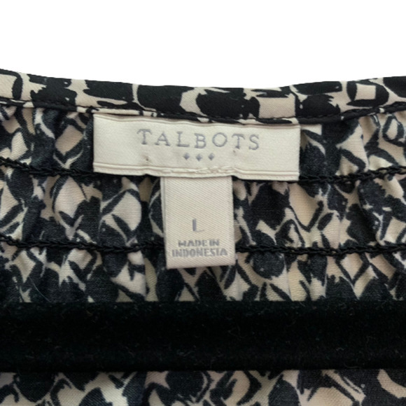 TALBOTS Black & White Diamond Print Peasant Top Blouse‎ - Picture 9 of 11